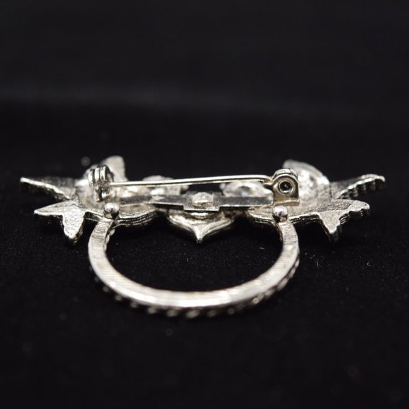 Vintage Love Birds Heart Brooch Doves Pin Silvertone Valentine Wedding - Picture 5 of 11